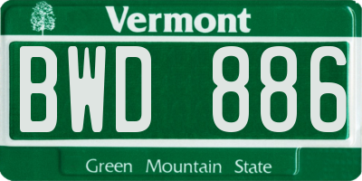 VT license plate BWD886