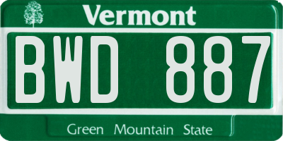 VT license plate BWD887
