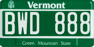 VT license plate BWD888
