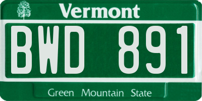 VT license plate BWD891