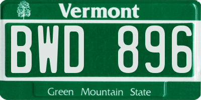 VT license plate BWD896