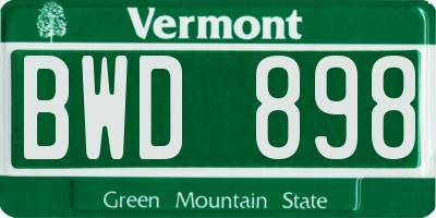 VT license plate BWD898