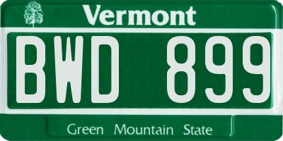 VT license plate BWD899