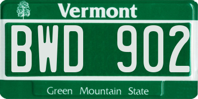 VT license plate BWD902