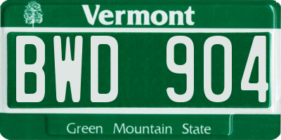 VT license plate BWD904