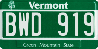 VT license plate BWD919