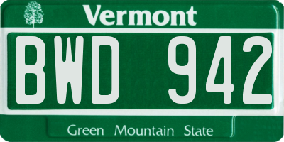VT license plate BWD942