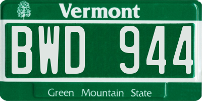 VT license plate BWD944