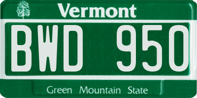 VT license plate BWD950