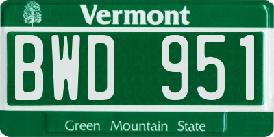 VT license plate BWD951