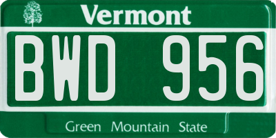 VT license plate BWD956