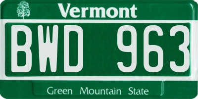 VT license plate BWD963