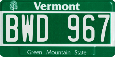 VT license plate BWD967