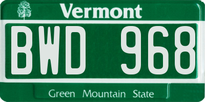 VT license plate BWD968