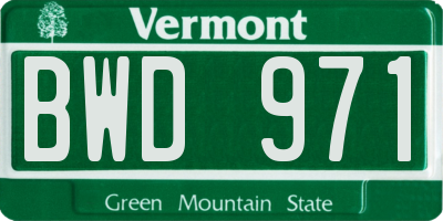 VT license plate BWD971