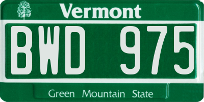 VT license plate BWD975