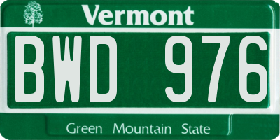 VT license plate BWD976