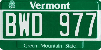 VT license plate BWD977
