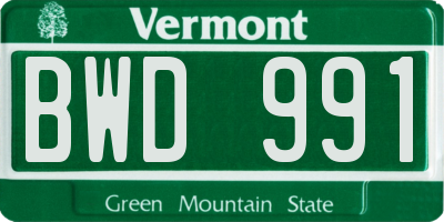 VT license plate BWD991