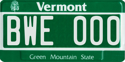 VT license plate BWE000