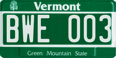 VT license plate BWE003