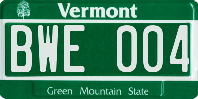 VT license plate BWE004