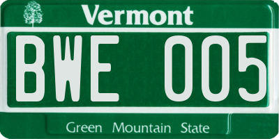 VT license plate BWE005