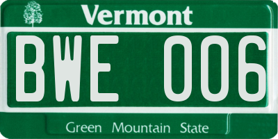 VT license plate BWE006