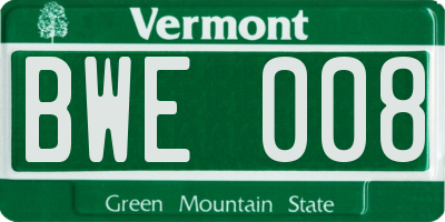 VT license plate BWE008