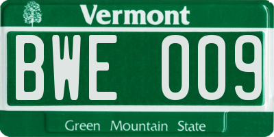 VT license plate BWE009