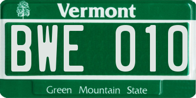 VT license plate BWE010