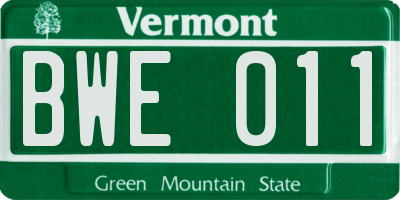 VT license plate BWE011