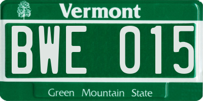 VT license plate BWE015