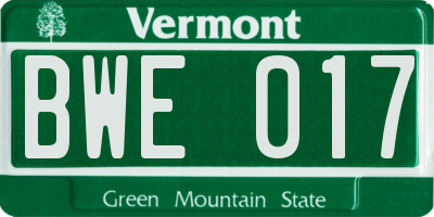 VT license plate BWE017