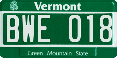 VT license plate BWE018