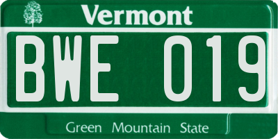 VT license plate BWE019