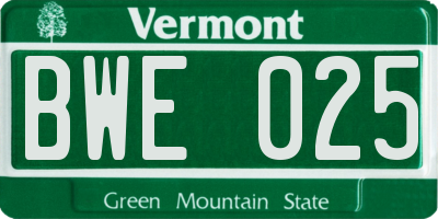 VT license plate BWE025