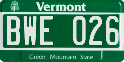 VT license plate BWE026