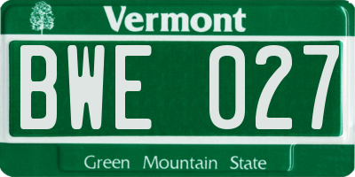 VT license plate BWE027