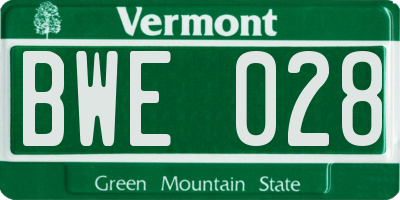 VT license plate BWE028