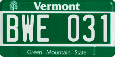 VT license plate BWE031