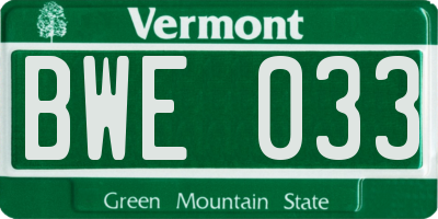 VT license plate BWE033