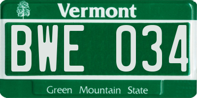 VT license plate BWE034