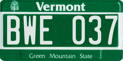 VT license plate BWE037