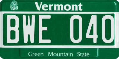VT license plate BWE040