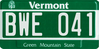 VT license plate BWE041