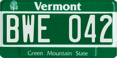VT license plate BWE042