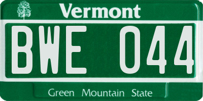 VT license plate BWE044