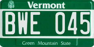 VT license plate BWE045
