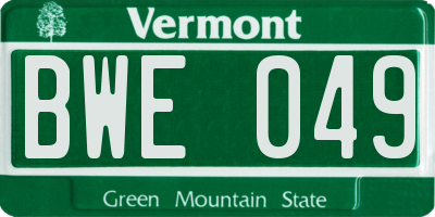 VT license plate BWE049
